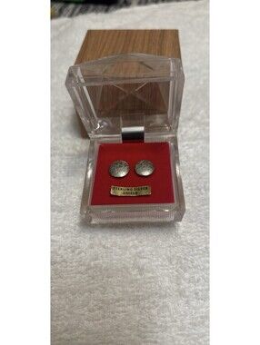 Sterling Silver 925 Round Stud Earrings w/ Box Vintage Classic Pair